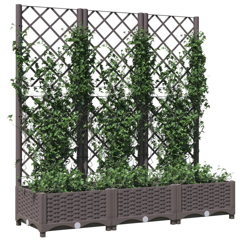 vidaXL barna polipropilén rácsos kerti ültetőláda 120 x 40 x 121,5 cm
