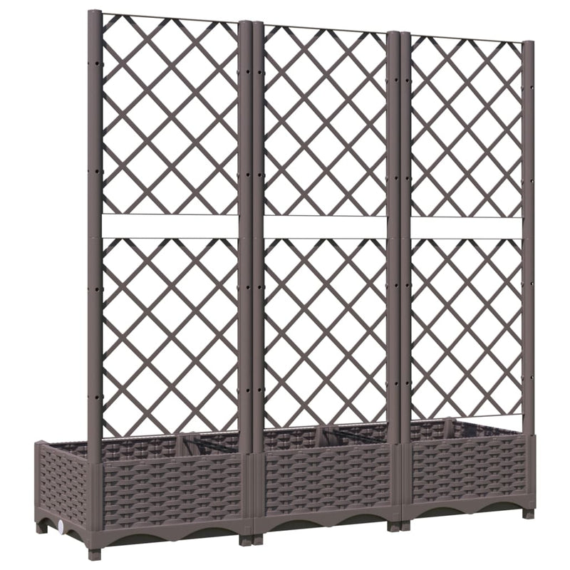 vidaXL barna polipropilén rácsos kerti ültetőláda 120 x 40 x 121,5 cm