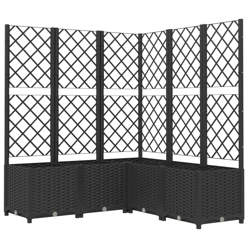 vidaXL fekete polipropilén rácsos kerti ültetőláda 120 x 120 x 136 cm
