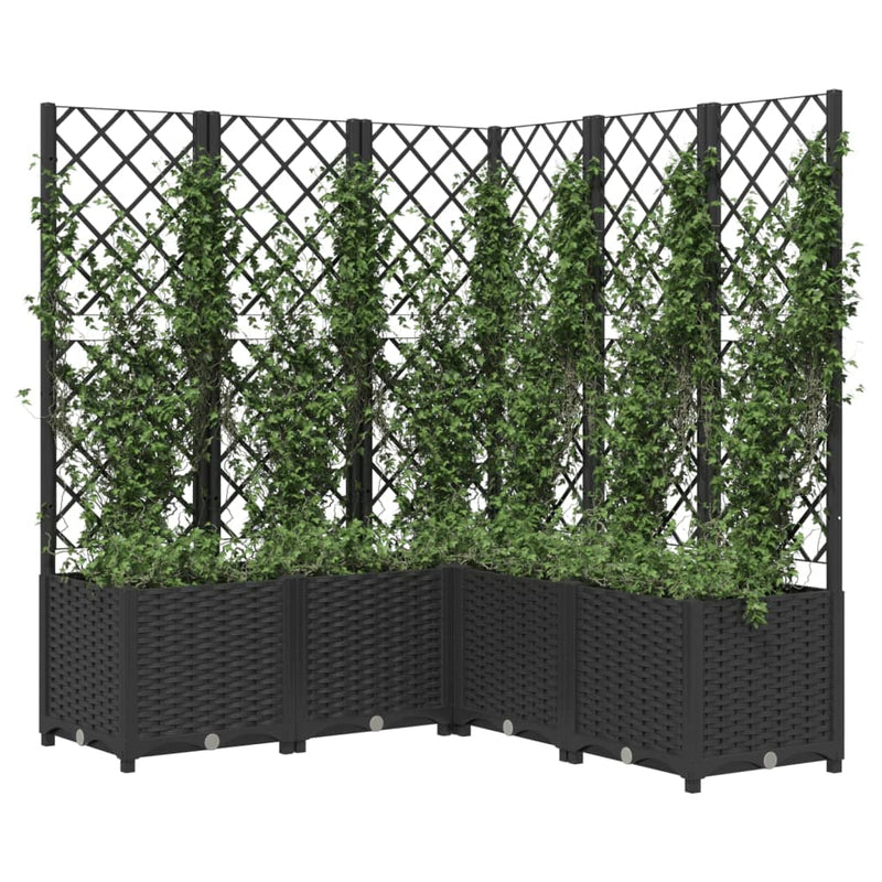 vidaXL fekete polipropilén rácsos kerti ültetőláda 120 x 120 x 136 cm