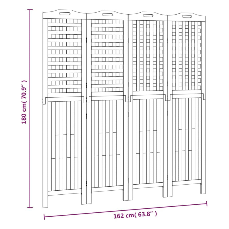 vidaXL 3 paneles tömör akácfa térelválasztó 162x2x180 cm