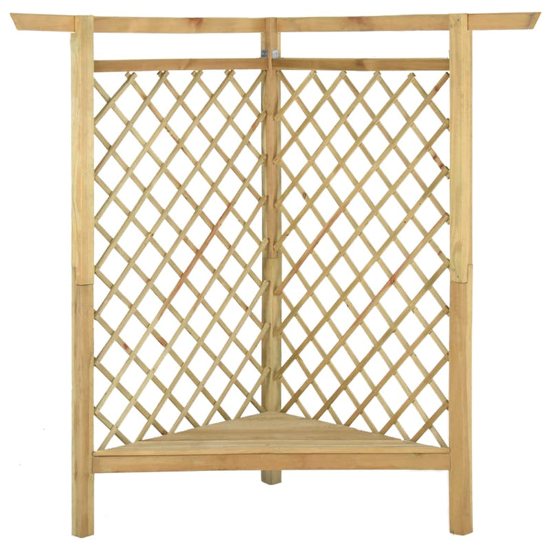 vidaXL impregnált fenyőfa sarokpergola paddal 166 x 81 x 174 cm
