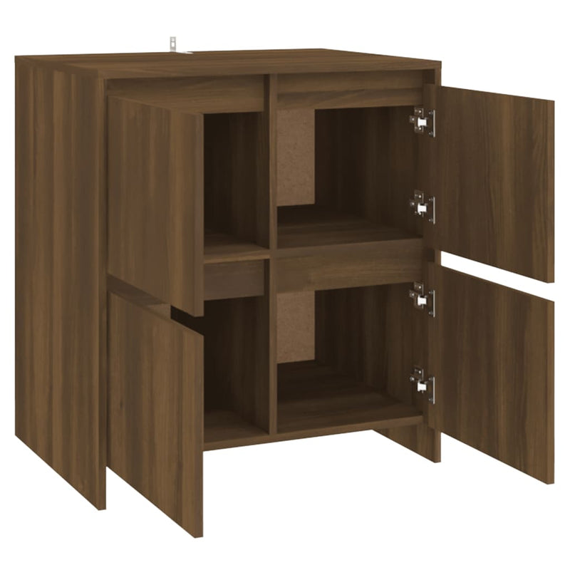 vidaXL 2 db barna tölgyszínű forgácslap tálalószekrény 70 x 41 x 75 cm