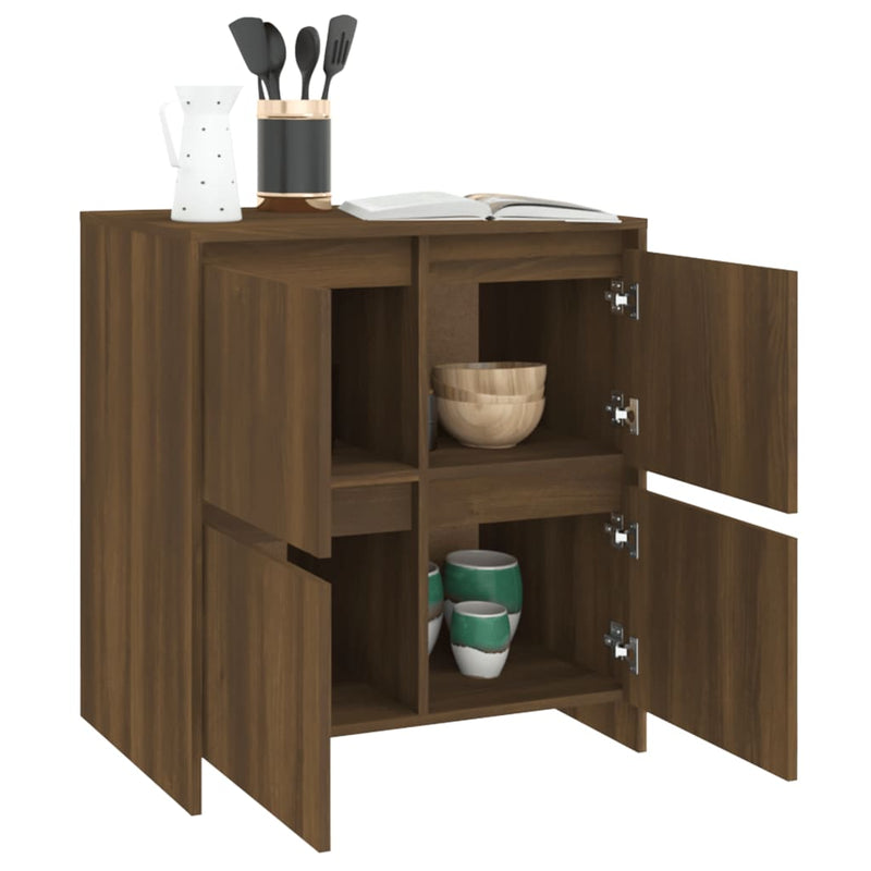 vidaXL 2 db barna tölgyszínű forgácslap tálalószekrény 70 x 41 x 75 cm