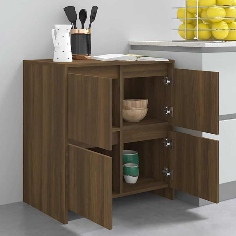 vidaXL 2 db barna tölgyszínű forgácslap tálalószekrény 70 x 41 x 75 cm