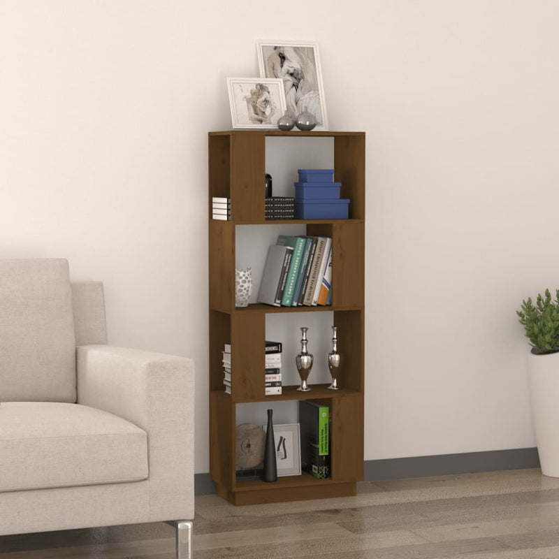 vidaXL mézbarna tömör fenyőfa könyvszekrény/térelválasztó 51x25x132 cm