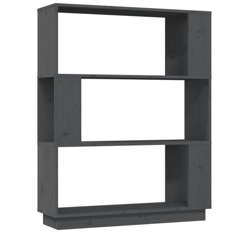 vidaXL szürke tömör fenyőfa könyvszekrény/térelválasztó 80x25x101 cm
