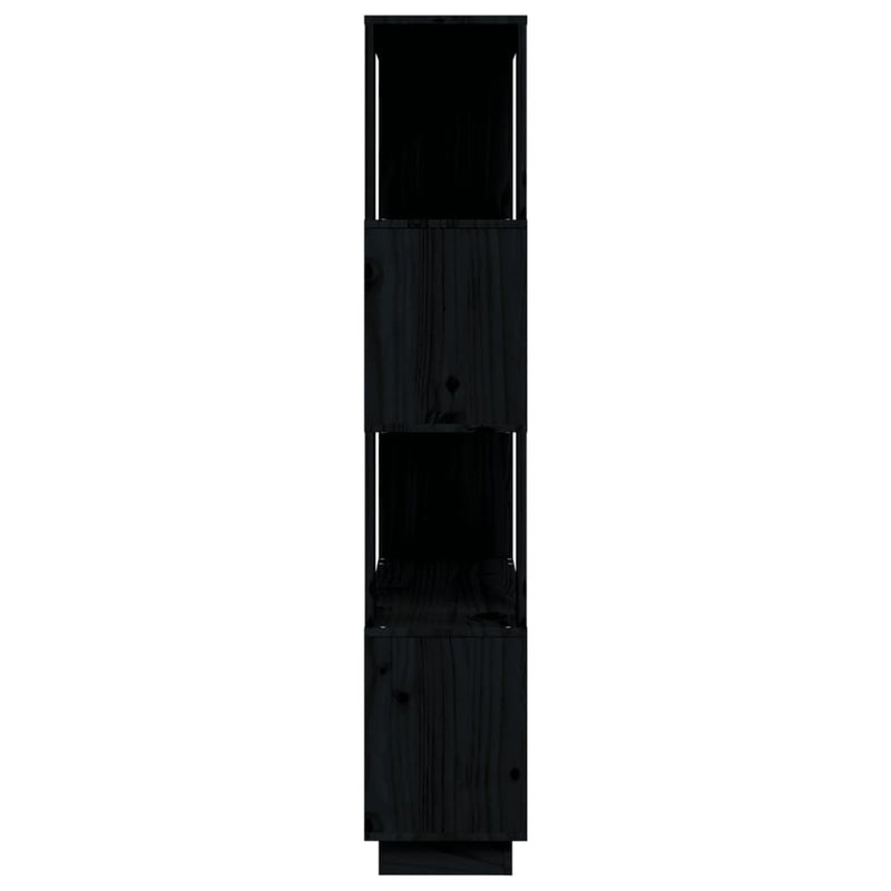 vidaXL fekete tömör fenyőfa könyvszekrény/térelválasztó 80x25x132 cm