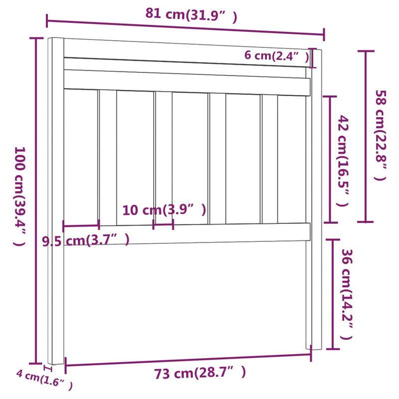 vidaXL tömör fenyőfa ágyfejtámla 81 x 4 x 100 cm