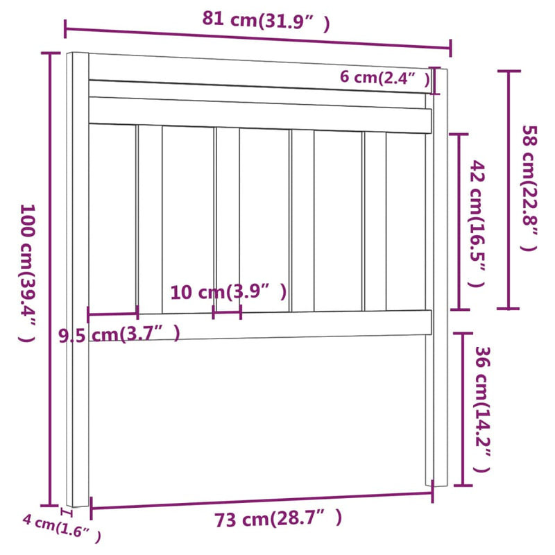 vidaXL szürke tömör fenyőfa ágyfejtámla 81 x 4 x 100 cm