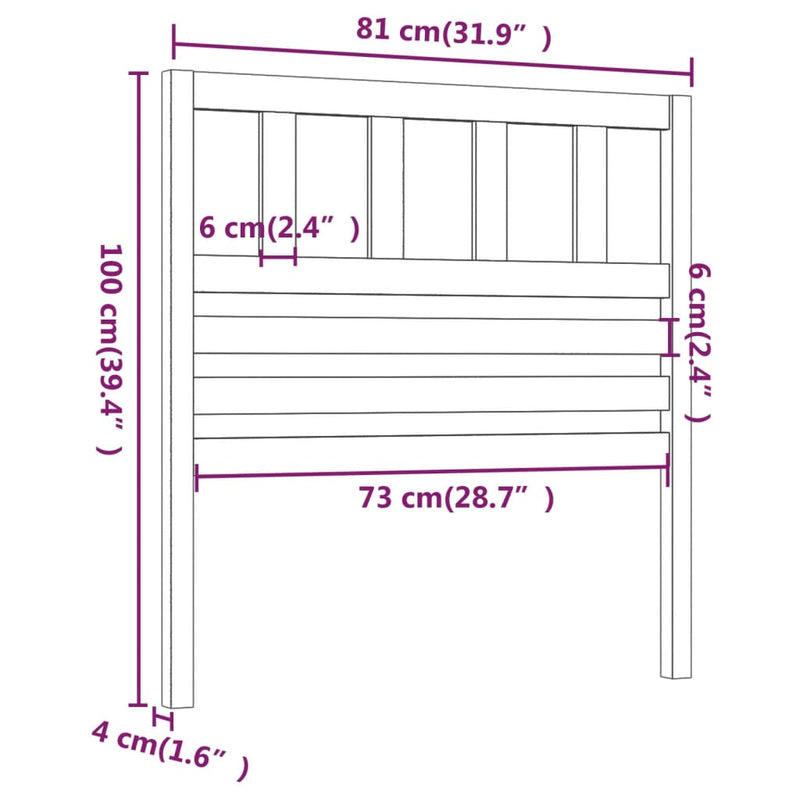 vidaXL fehér tömör fenyőfa ágyfejtámla 81 x 4 x 100 cm