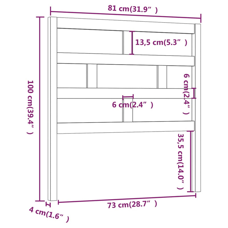 vidaXL mézbarna tömör fenyőfa ágyfejtámla 81 x 4 x 100 cm