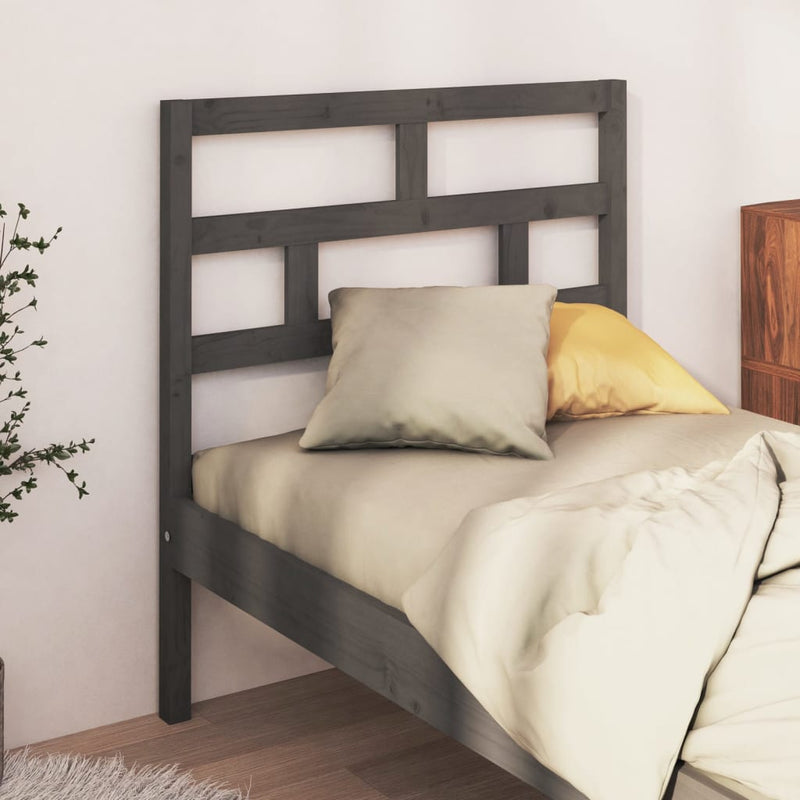 vidaXL szürke tömör fenyőfa ágyfejtámla 96 x 4 x 100 cm