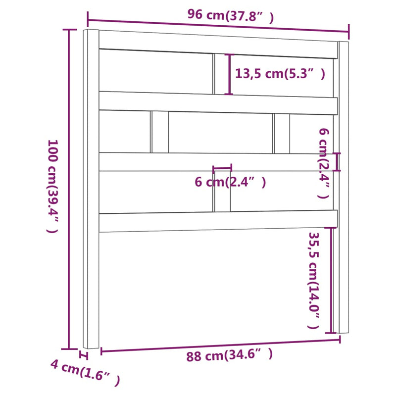 vidaXL mézbarna tömör fenyőfa ágyfejtámla 96 x 4 x 100 cm