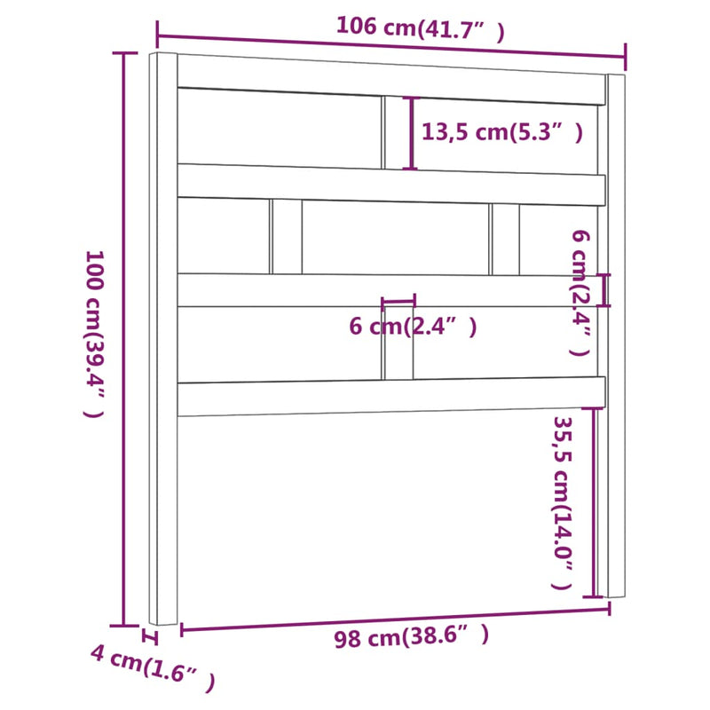 vidaXL mézbarna tömör fenyőfa ágyfejtámla 106 x 4 x 100 cm