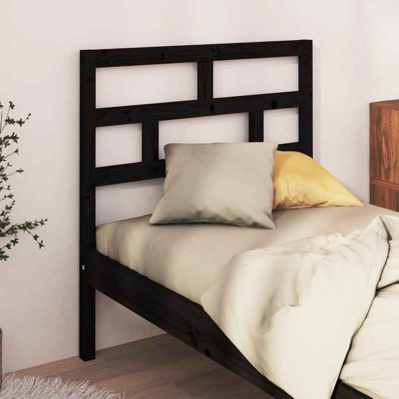 vidaXL fekete tömör fenyőfa ágyfejtámla 106 x 4 x 100 cm