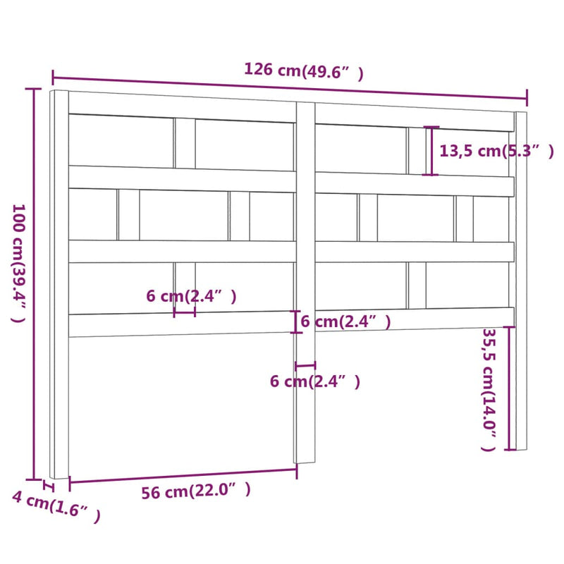 vidaXL fehér tömör fenyőfa ágyfejtámla 126 x 4 x 100 cm