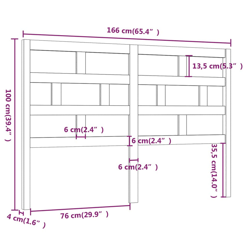 vidaXL fekete tömör fenyőfa ágy fejtámla 166 x 4 x 100 cm