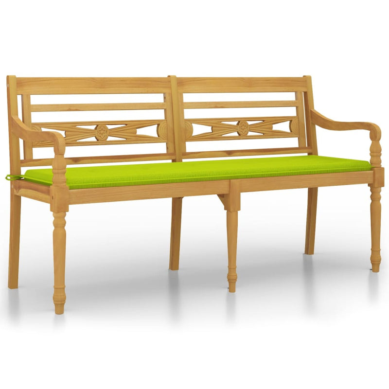 vidaXL tömör tíkfa Batavia pad világoszöld párnával 150 cm