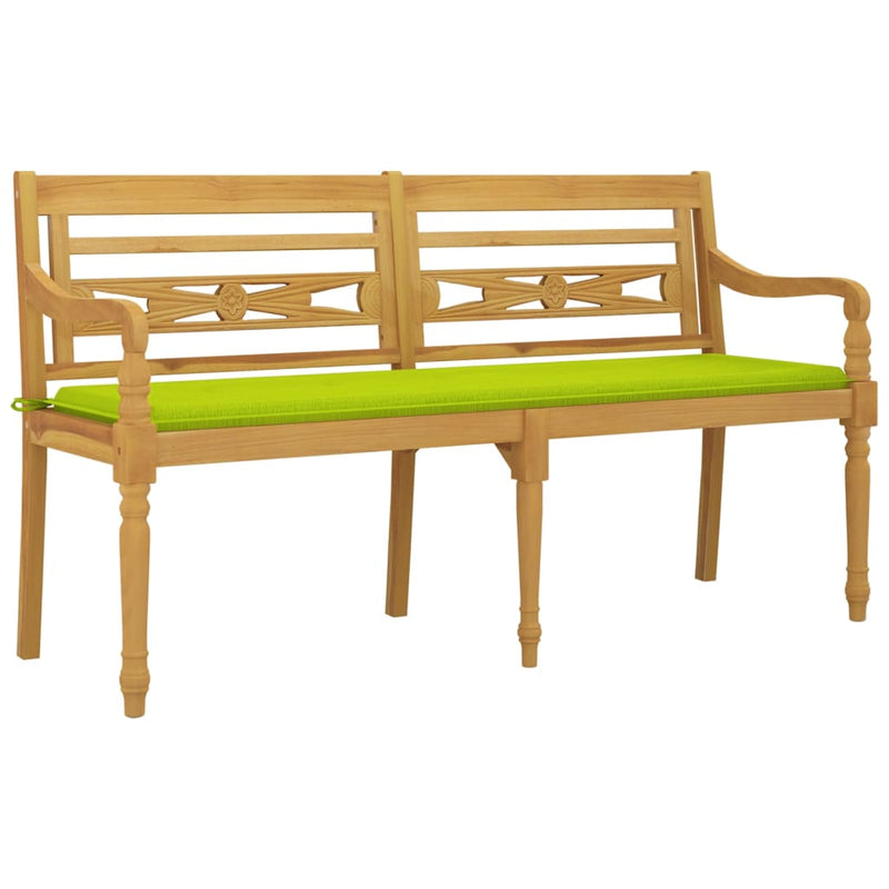 vidaXL tömör tíkfa Batavia pad világoszöld párnával 150 cm