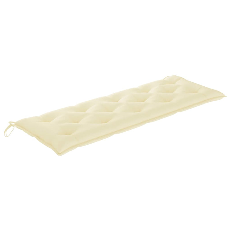 vidaXL tömör tíkfa Batavia pad krémszínű párnával 150 cm