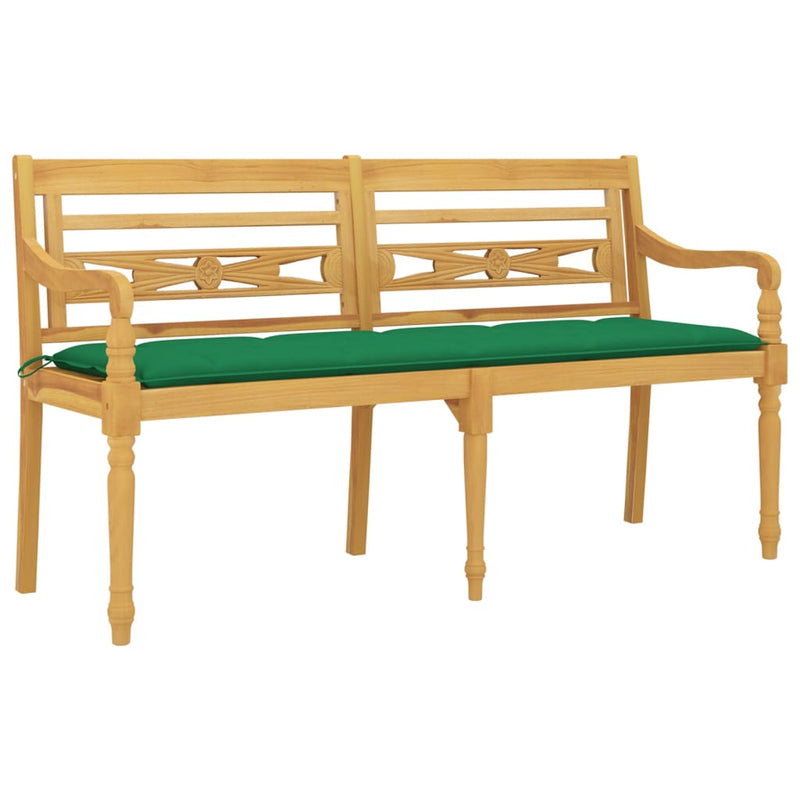 vidaXL tömör tíkfa Batavia pad zöld párnával 150 cm