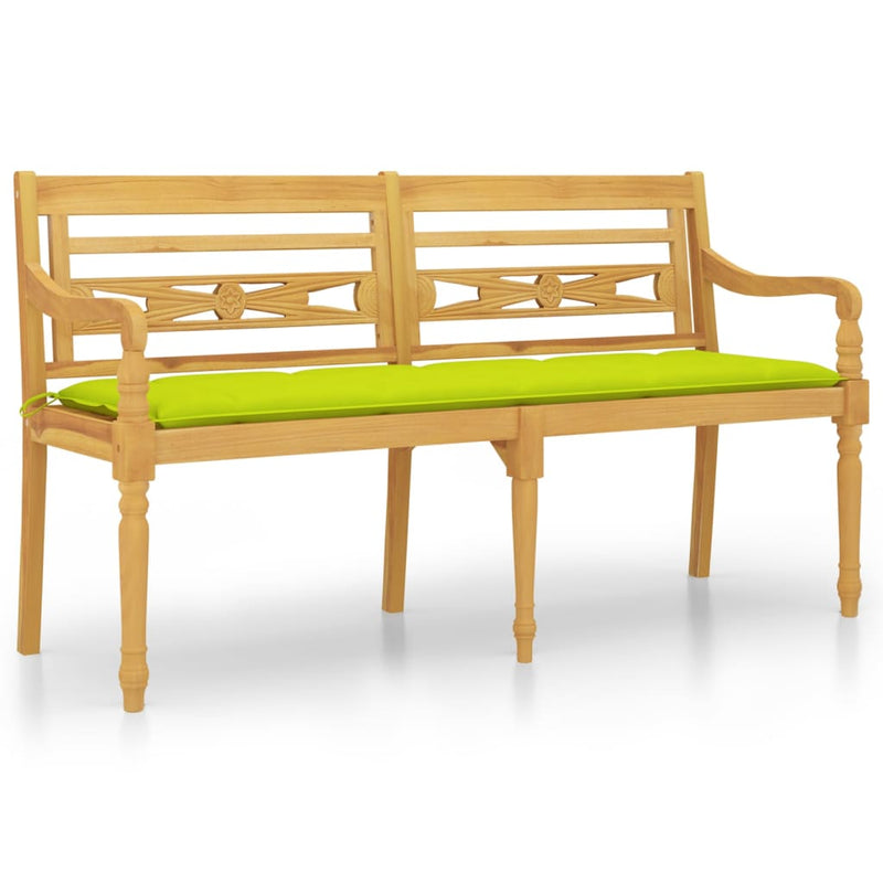 vidaXL tömör tíkfa Batavia pad világoszöld párnával 150 cm
