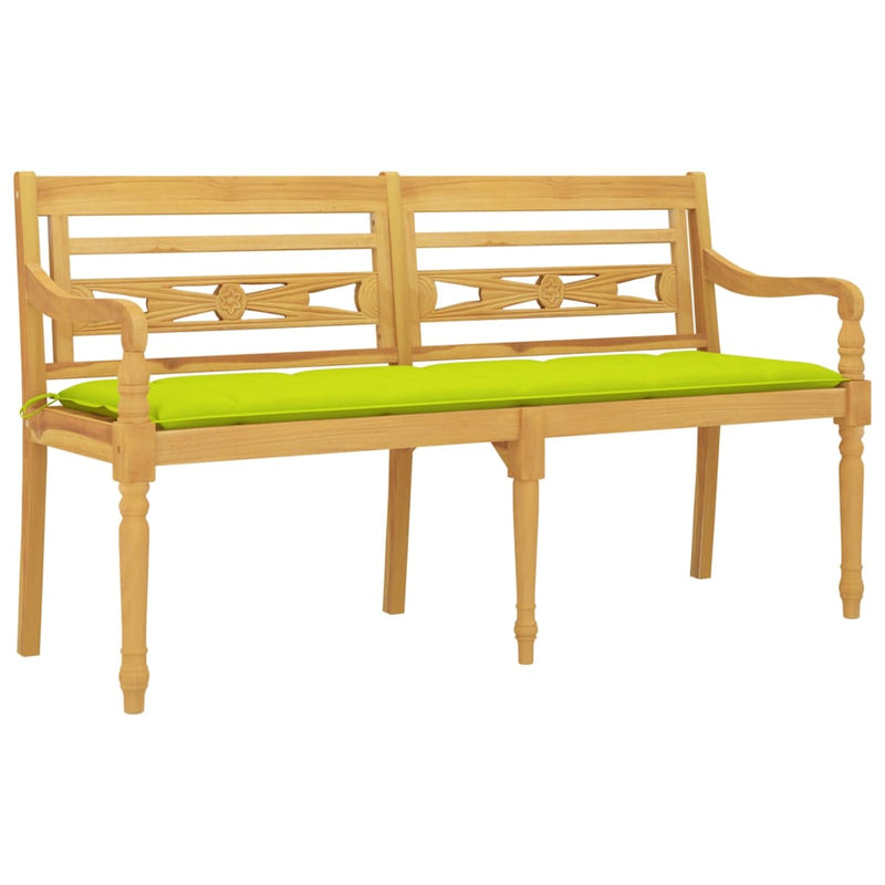 vidaXL tömör tíkfa Batavia pad világoszöld párnával 150 cm