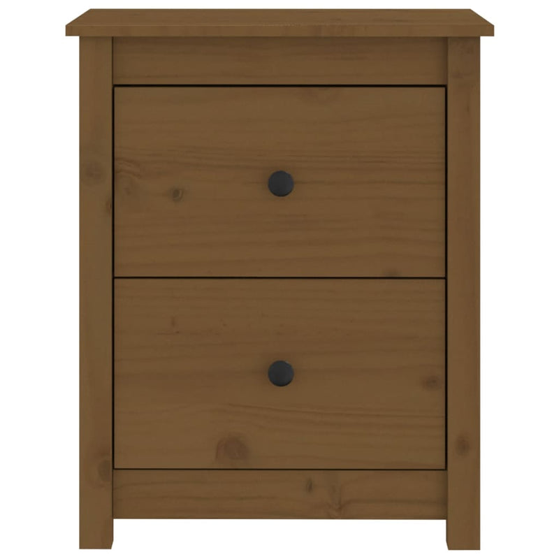 vidaXL 2 darab mézbarna tömör fenyőfa éjjeliszekrény 50x35x61,5 cm