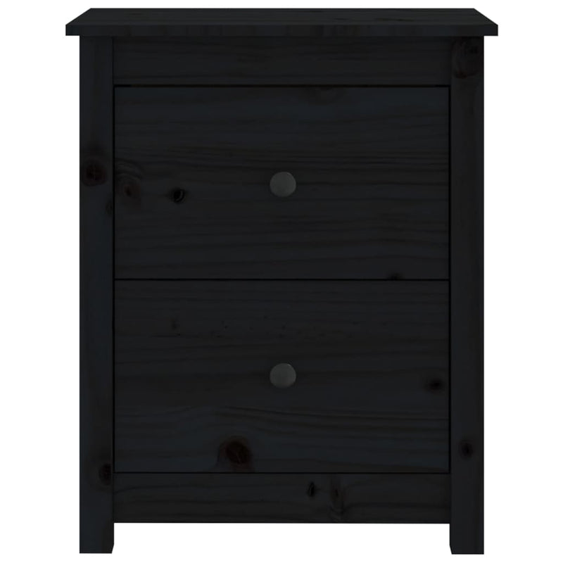 vidaXL 2 darab fekete tömör fenyőfa éjjeliszekrény 50x35x61,5 cm