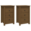 vidaXL 2 darab mézbarna tömör fenyőfa éjjeliszekrény 40x35x61,5 cm