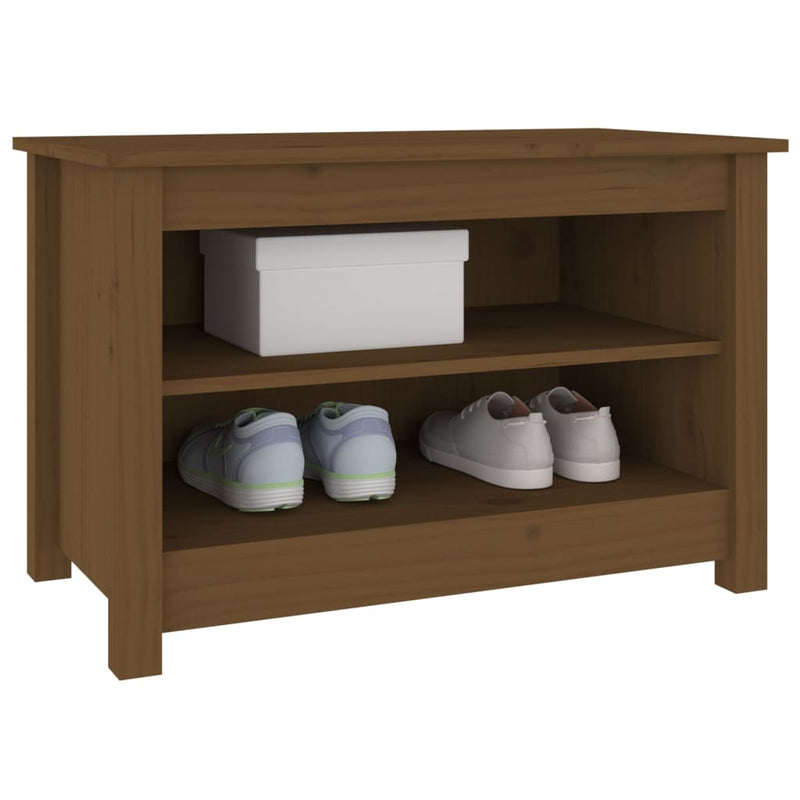 vidaXL mézbarna tömör fenyőfa cipőtároló pad 70x38x45,5 cm