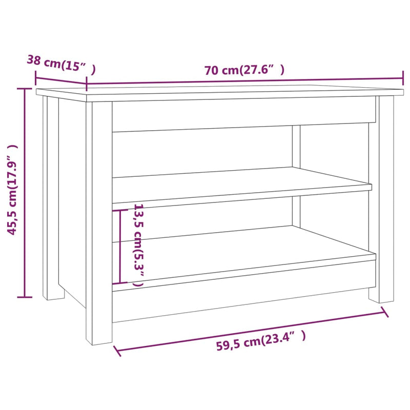 vidaXL mézbarna tömör fenyőfa cipőtároló pad 70x38x45,5 cm