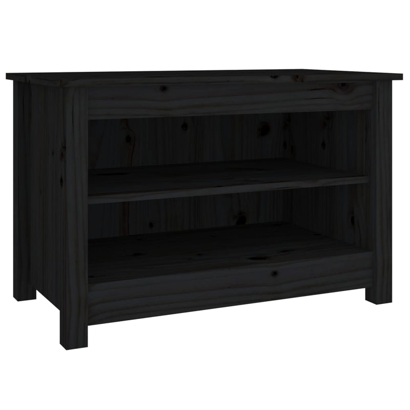 vidaXL fekete tömör fenyőfa cipőtároló pad 70x38x45,5 cm