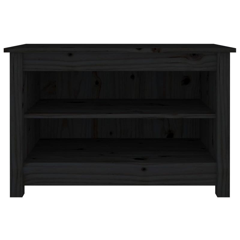 vidaXL fekete tömör fenyőfa cipőtároló pad 70x38x45,5 cm
