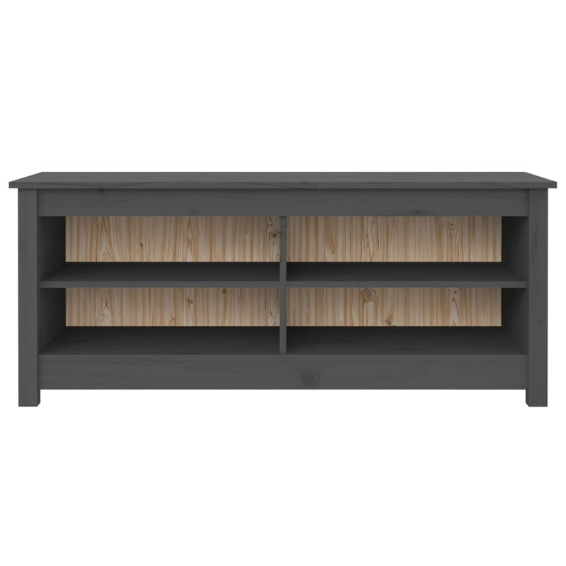 vidaXL szürke tömör fenyőfa cipőtároló pad 110 x 38 x 45,5 cm