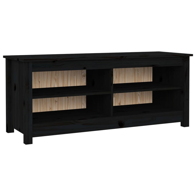vidaXL fekete tömör fenyőfa cipőtároló pad 110 x 38 x 45,5 cm