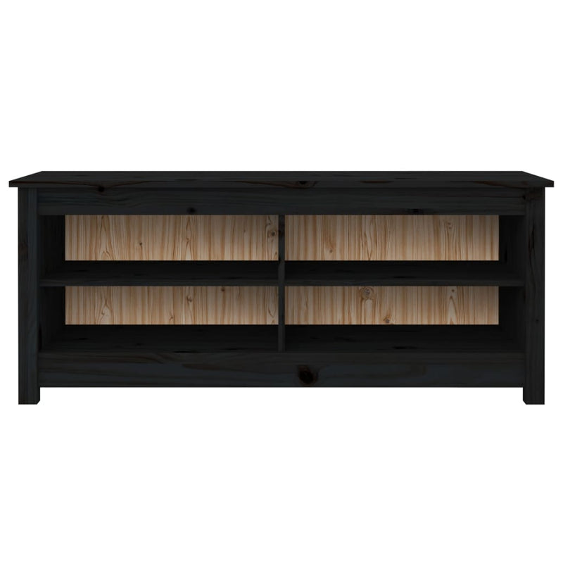 vidaXL fekete tömör fenyőfa cipőtároló pad 110 x 38 x 45,5 cm