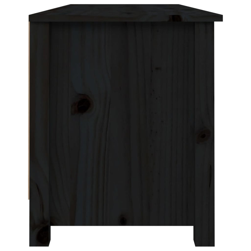 vidaXL fekete tömör fenyőfa cipőtároló pad 110 x 38 x 45,5 cm