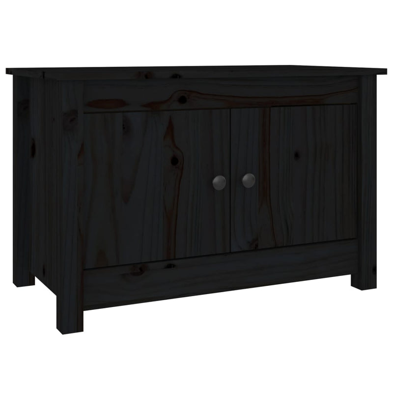 vidaXL fekete tömör fenyőfa cipősszekrény 70 x 38 x 45,5 cm