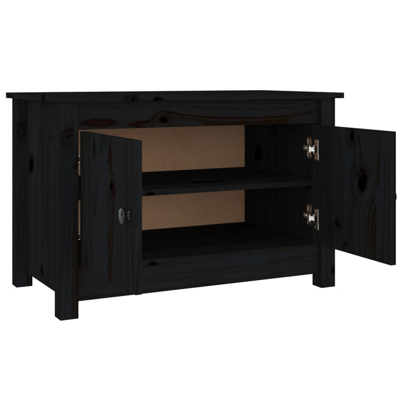 vidaXL fekete tömör fenyőfa cipősszekrény 70 x 38 x 45,5 cm