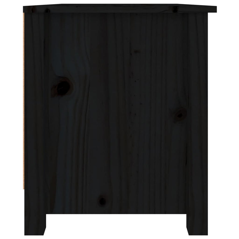 vidaXL fekete tömör fenyőfa cipősszekrény 70 x 38 x 45,5 cm