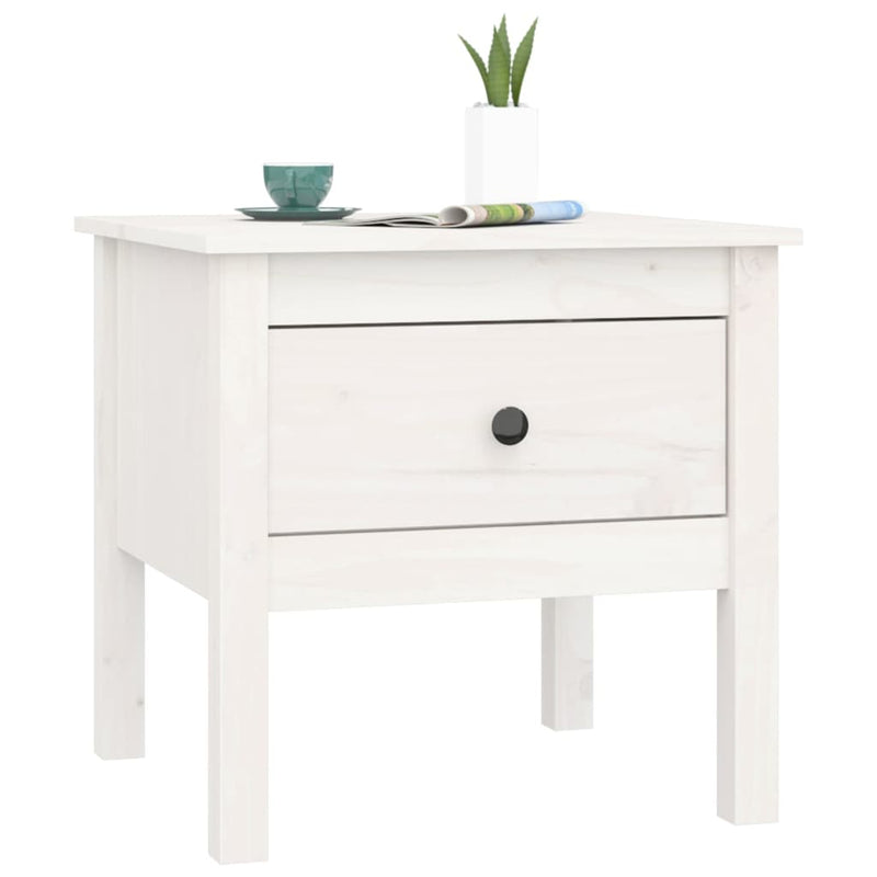 vidaXL 2 db fehér tömör fenyőfa kisasztal 50 x 50 x 49 cm