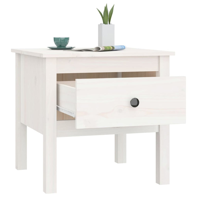 vidaXL 2 db fehér tömör fenyőfa kisasztal 50 x 50 x 49 cm