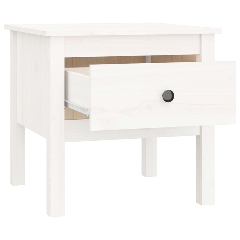 vidaXL 2 db fehér tömör fenyőfa kisasztal 50 x 50 x 49 cm