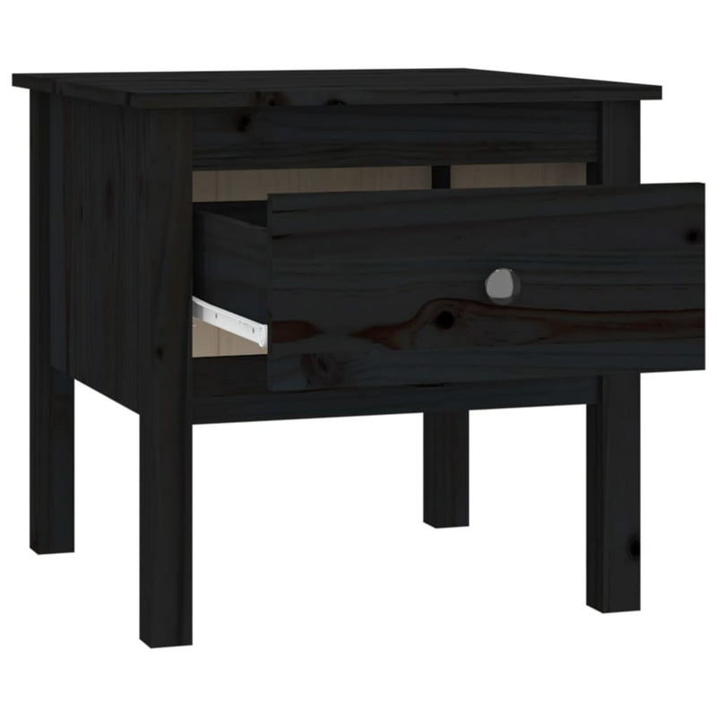 vidaXL 2 db fekete tömör fenyőfa kisasztal 50 x 50 x 49 cm