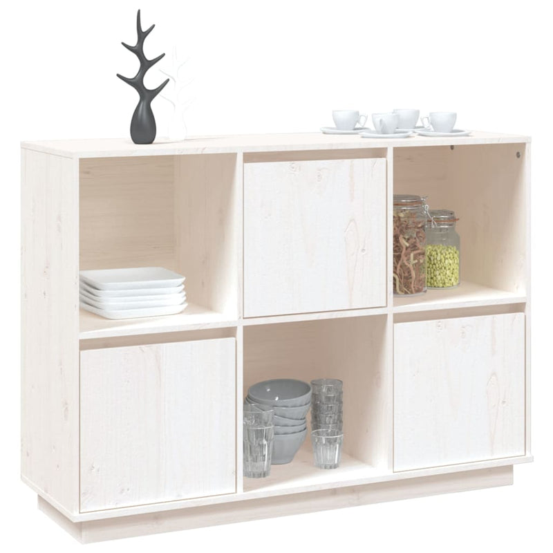 vidaXL fehér tömör fenyőfa tálalószekrény 110,5x35x80 cm