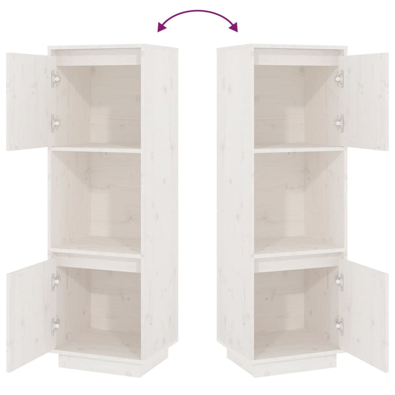 vidaXL fehér tömör fenyőfa magasszekrény 38x35x117 cm