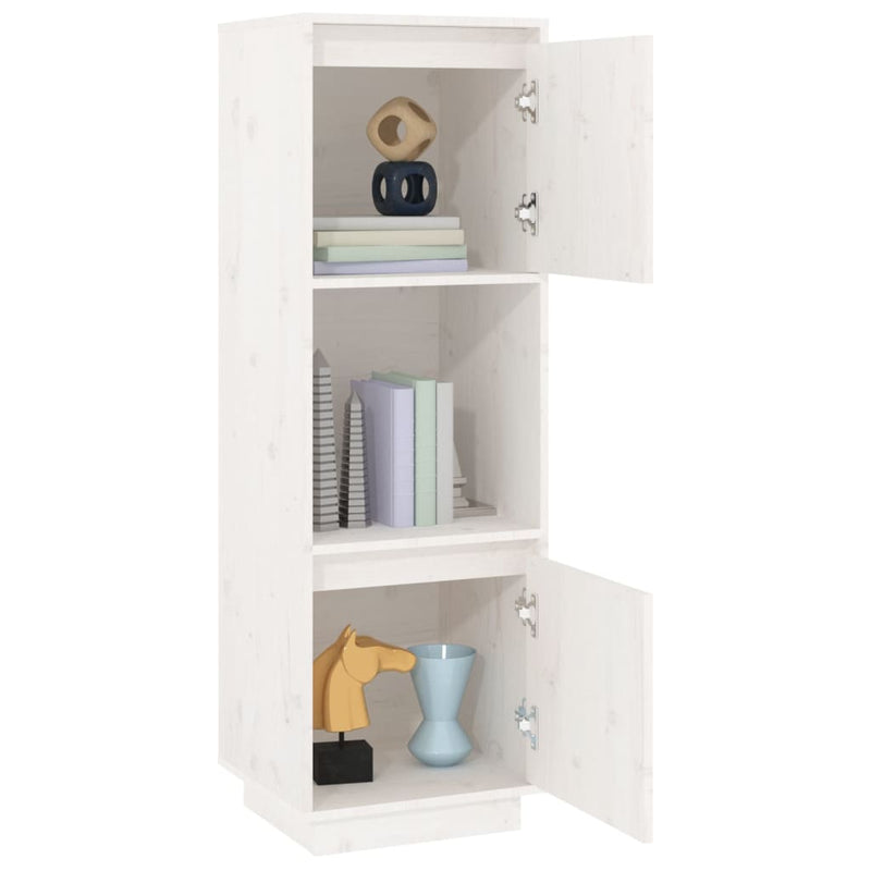 vidaXL fehér tömör fenyőfa magasszekrény 38x35x117 cm