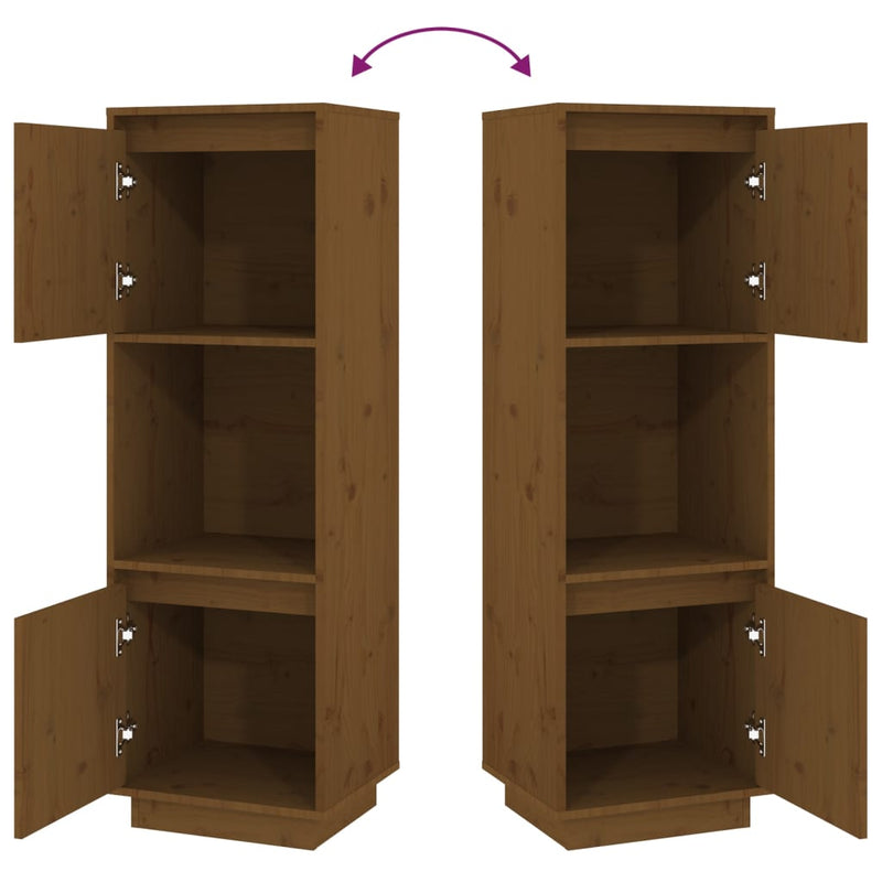 vidaXL mézbarna tömör fenyőfa magasszekrény 38x35x117 cm